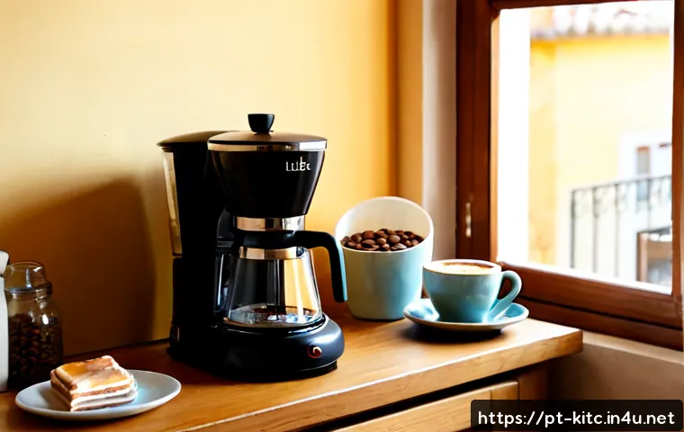 Home 17 최고의 홈카페 용품 추천 - Photorealistic cozy Portuguese home café corner, elegant espresso machine, ceramic cups, glass milk ...